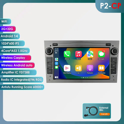 Opel Astra H J 2004 Vectra Vauxhall Antara Zafira Corsa C D Vivaro Meriva 7" Android 14 Carplay Android auto wireless wifi bt gps 4g   AUTMV0E4