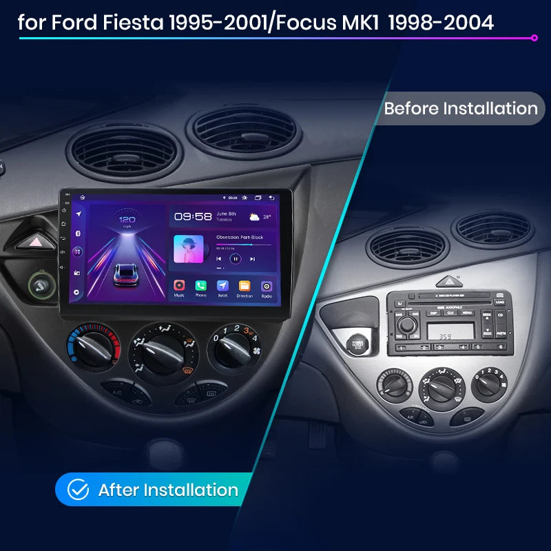 Ford Fiesta 1995-2001 Focus Mk1 1998-2004 V1pro 2 Din Android Auto Radio   Carplay 4G Car Multimedia GPS  autoradio AUTMFFFCSRT