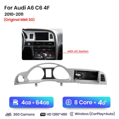 Audi A6 C6 4F 2005-2011 Android 12 8.8 " Wireless CarPlay Android Auto Car Radio wifi GPS BT USB AUTM9RK1