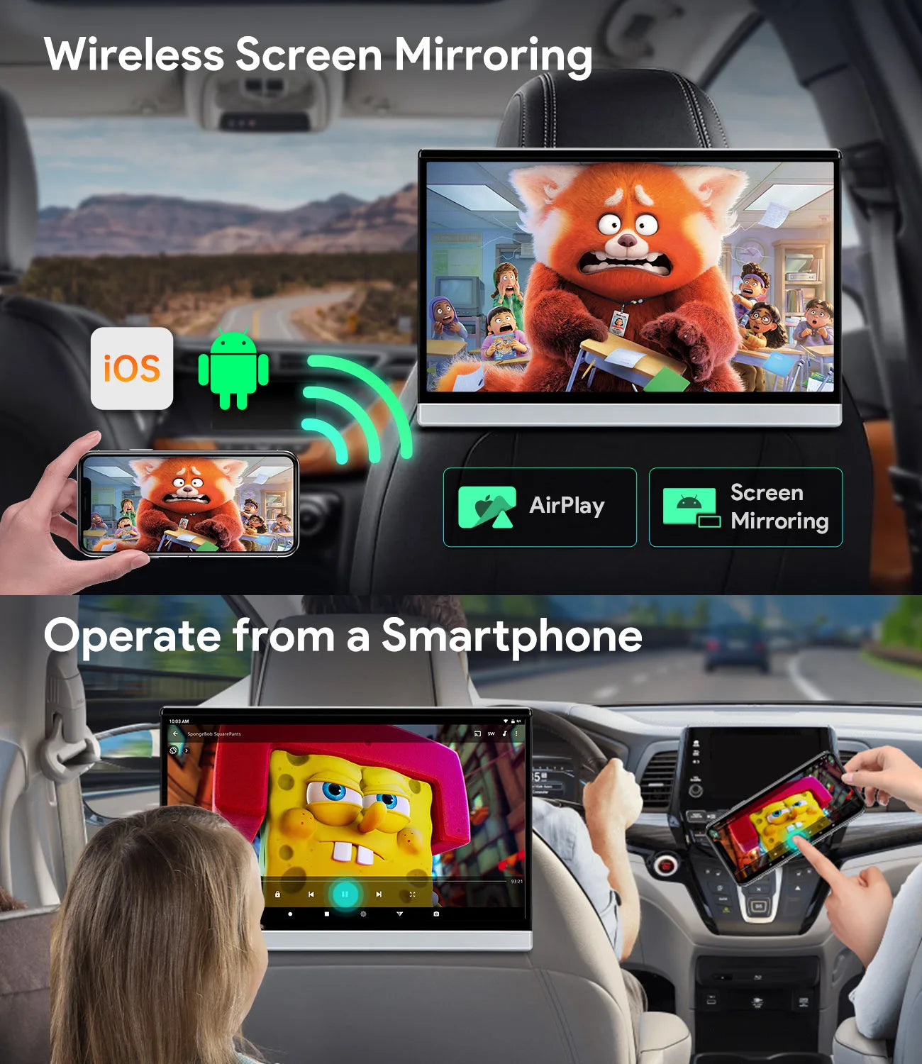 13.3 ''Poggiatesta Android Car TV  Monitor1920 * 1080P FHD IPS Touch screen  Quad Core 2 + 32GB con HDMI IN OUT AV IN HM136AC
