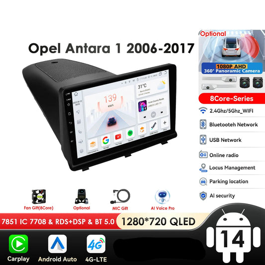Opel Antara 1 2006 - 2017 9" / 10,33" Android 14 Carplay Android auto wireless wifi bt gps 4g  AUTMZFAO