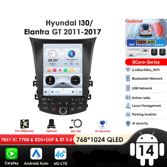 Hyundai I30 GD Elantra GT 2011 - 2017 9,7" Android 14 Carplay Android auto wireless wifi bt gps 4g  AUTM26P7