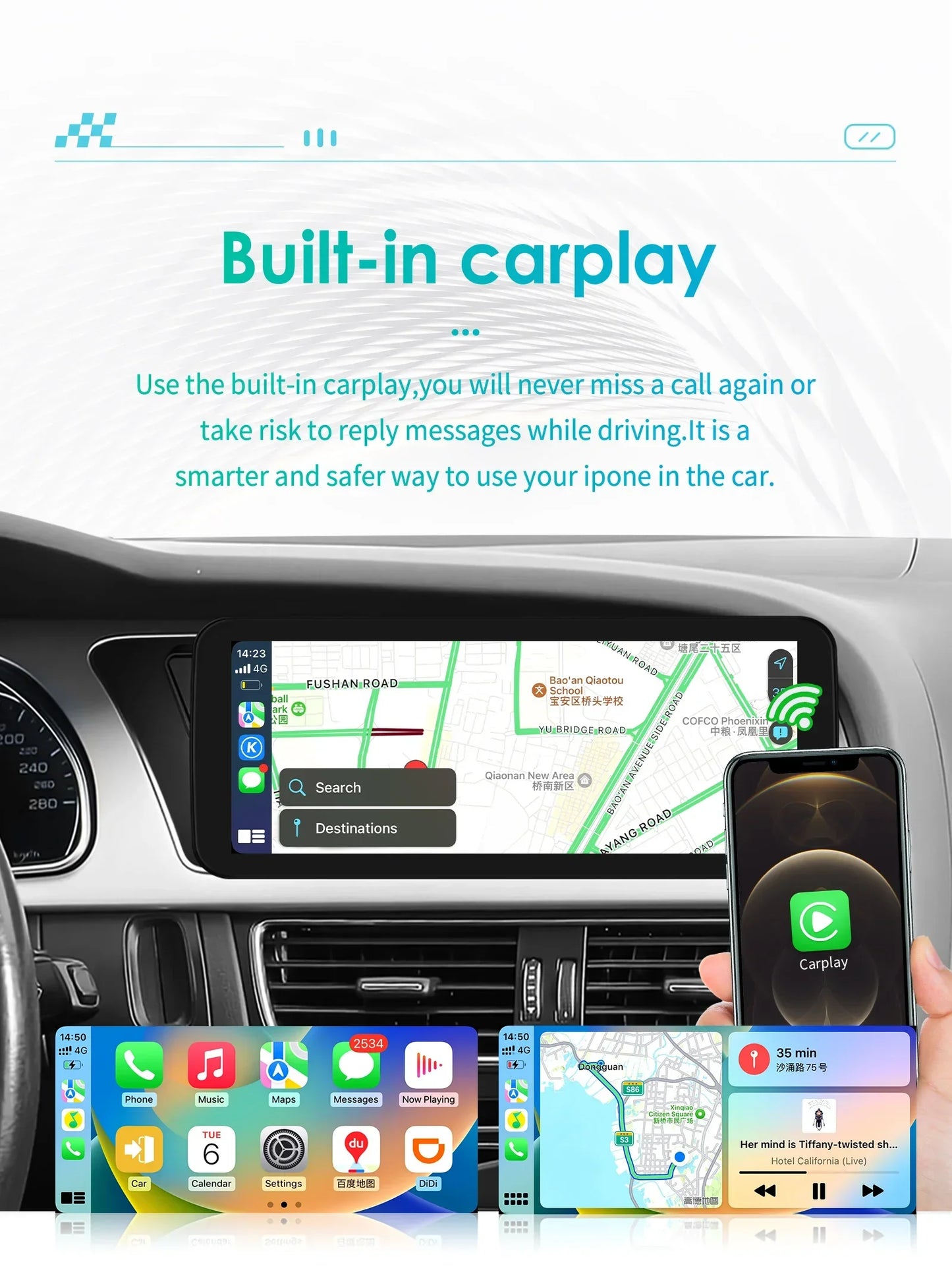 Audi A4 A4L B8 2009 - 2016 10,25" Android 14 Carplay Android auto wireless wifi bt gps 4g  AUTMCYZ9