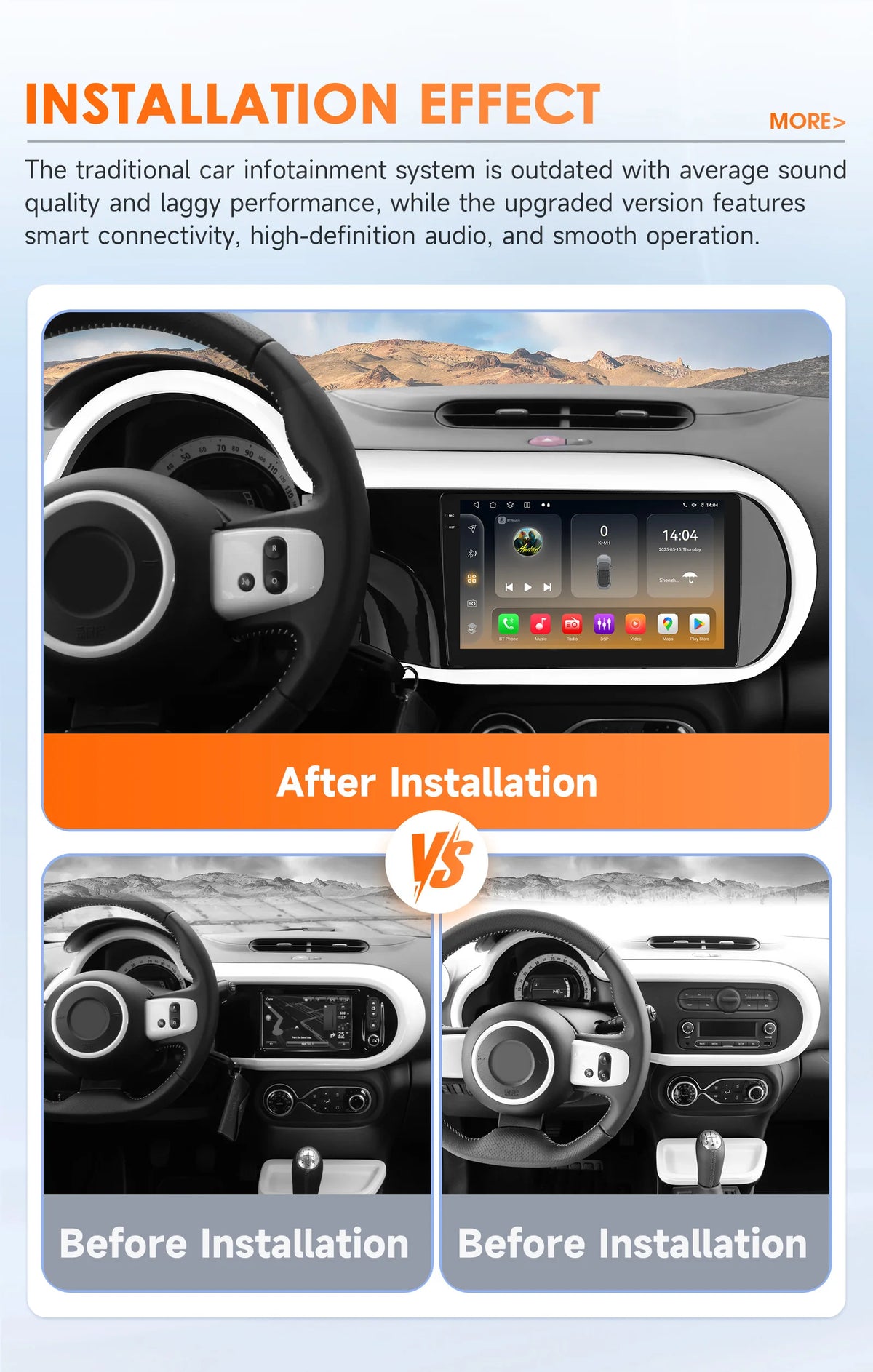 Renault Twingo 3 Ⅲ 2014 - 2024 9"   Carplay Android auto wireless WIFI GPS Stereo FM AUTMRTWGN