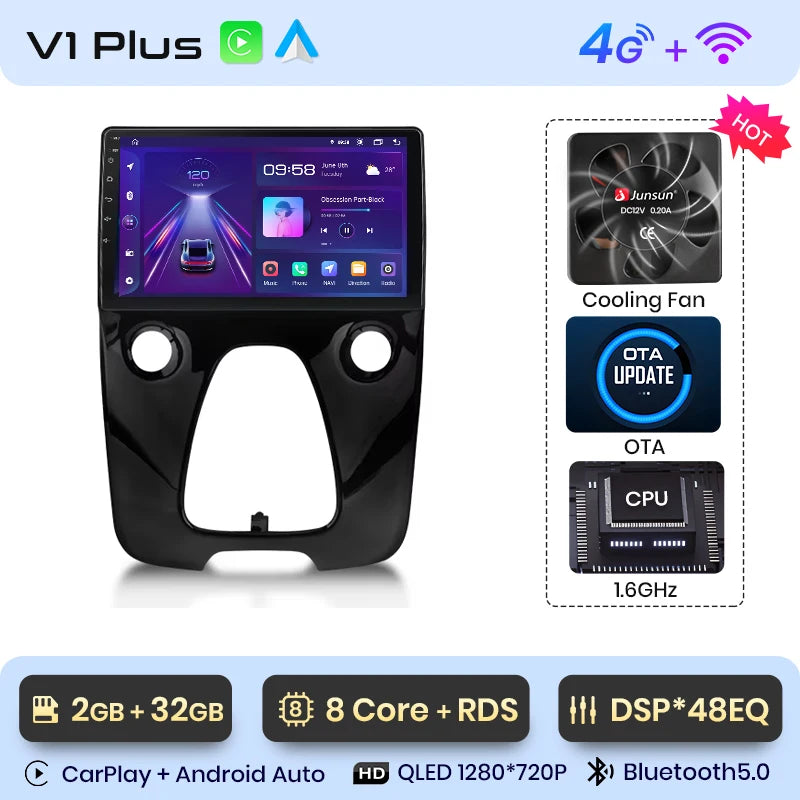 Toyota Aygo 2014 - 2021 9"  Wireless Android Auto Carplay Radio RDS WIFI BT GPS 4G Car Multimedia AUTMPEGCIT3