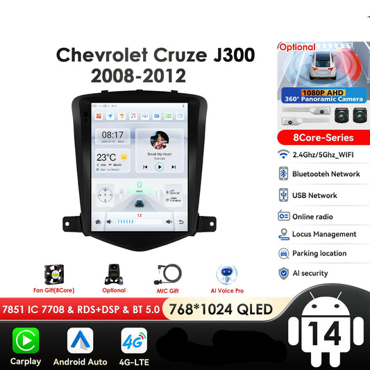 Chevrolet Cruze J300 2008-2012 9,7" Android 14 Carplay Android auto wireless wifi bt gps 4g  AUTMIZKN