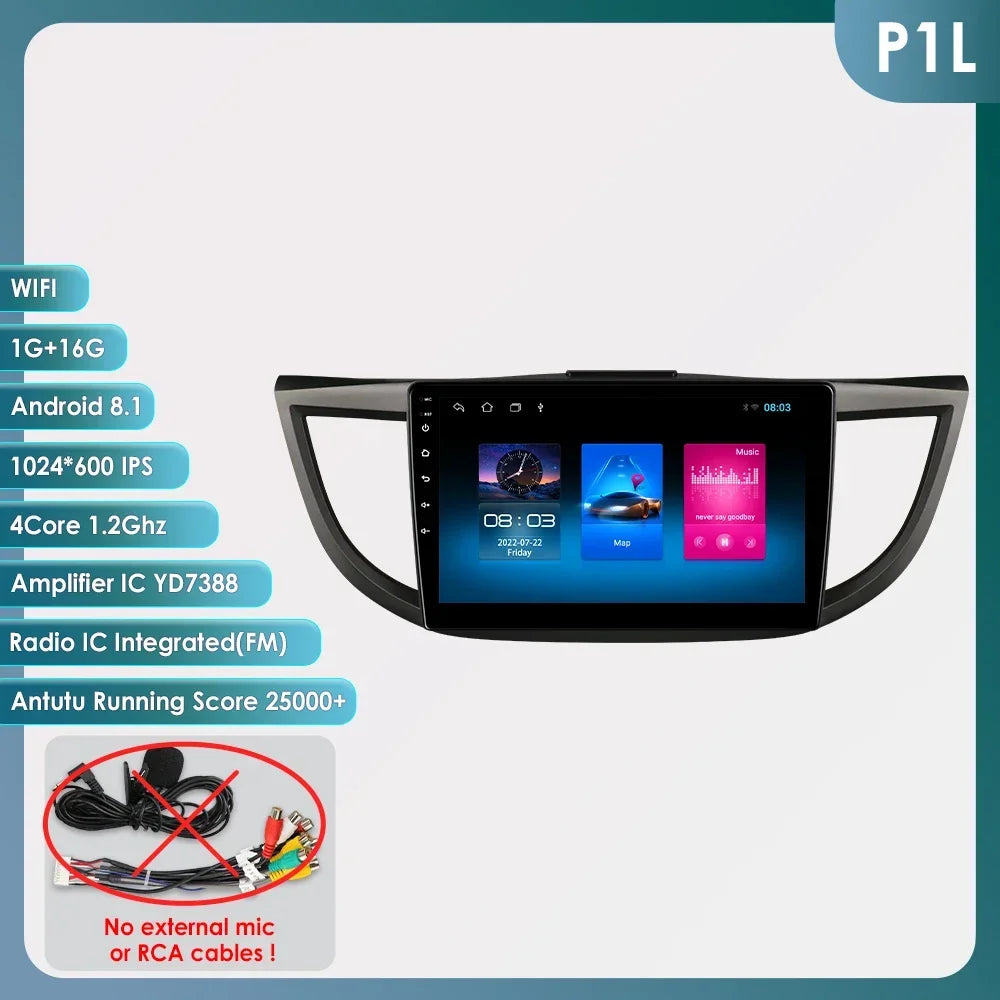 Honda CR-V 4th 2012-2016 9" Android 14 Carplay Android auto wireless wifi bt gps 4g AUTMVCRH4