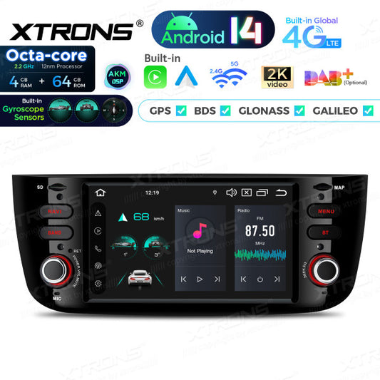 FIAT Punto evo 199 310 Linea 323 2012-2016 6.2" Android 14 Octa Core 4/64 GB Car Player CarPlay Android Auto wireless DSP WIFI 4G PX64GPFLGS