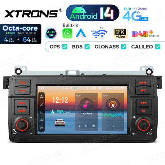 BMW E46 M3/ Rover 75/ MG ZT 7" Android 14 4/64gb octacore Car Radio DVD Player 4G DSP CarPlay Android Auto wireless  PX7446BL