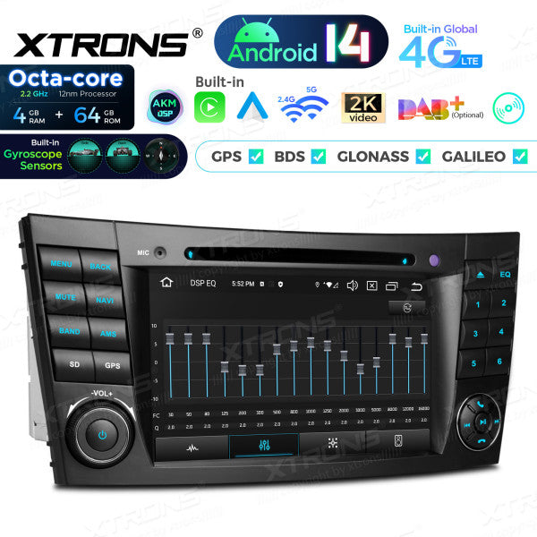 Mercedes Benz E-class W211 E200 E220 E300 E350 E240 E270 E280 W219 7" 4GB/64GB Octacore Android 14 CD / DVD /USB Carplay Android auto wireless wifi bt gps 4g  PX74M211GS