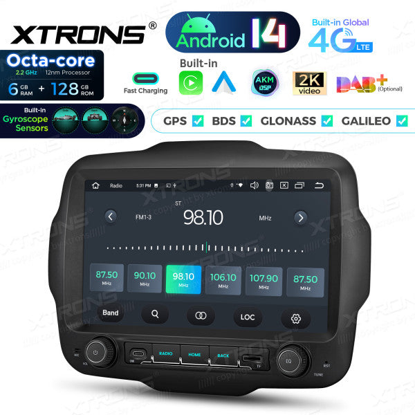 JEEP Renegade 2015-2021 9" Android 14 Octa Core 6/128 GB Car Player CarPlay Android Auto wireless DAB DSP WIFI 4G PXH94RGJLGS