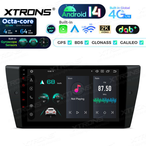 BMW E90 Sedan E91 Touring E92 Coupe E93 M3 9" Android 14 Octa Core 4+64GB Car Radio DSP DAB+  4G Carplay Android auto  PXP9490BGDAB