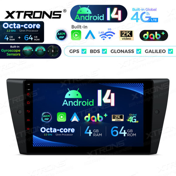 BMW E90 Sedan E91 Touring E92 Coupe E93 M3 9" Android 14 Octa Core 4+64GB Car Radio DSP DAB+  4G Carplay Android auto  PXP9490BGDAB