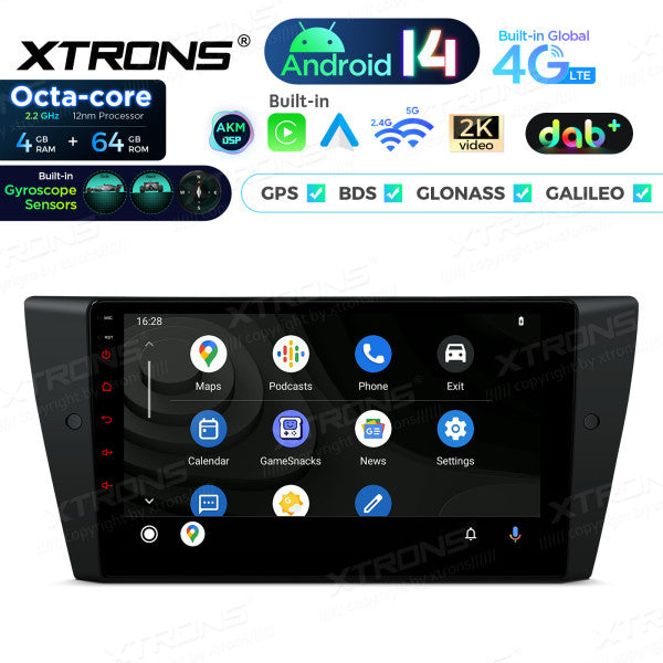 BMW E90 Sedan E91 Touring E92 Coupe E93 M3 9" Android 14 Octa Core 4+64GB Car Radio DSP DAB+  4G Carplay Android auto  PXP9490BGDAB