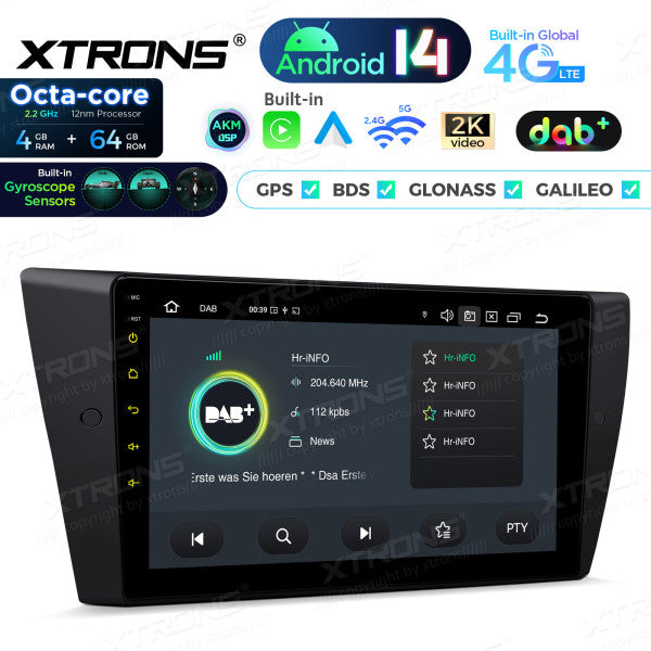 BMW E90 Sedan E91 Touring E92 Coupe E93 M3 9" Android 14 Octa Core 4+64GB Car Radio DSP DAB+  4G Carplay Android auto  PXP9490BGDAB