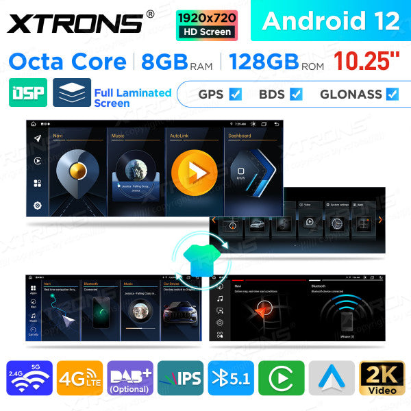 BMW Serie 5 G30 / G31 EVO Octa Core 8 GB+128 GB da 10,25 " Lettore multimediale GPS per auto Android  QAB12EVB12FVN