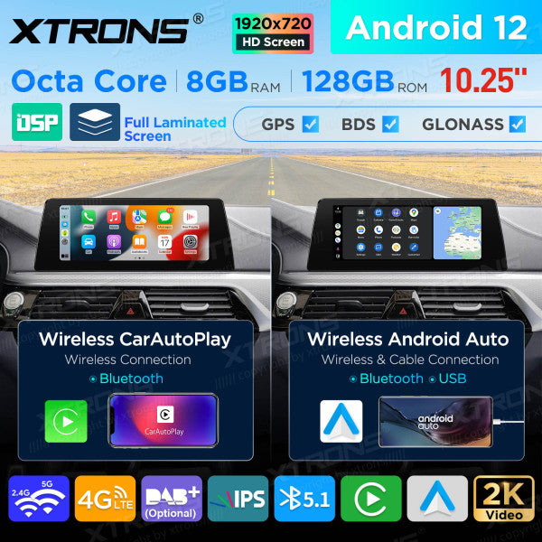 BMW Serie 5 G30 / G31 EVO Octa Core 8 GB+128 GB da 10,25 " Lettore multimediale GPS per auto Android  QAB12EVB12FVN