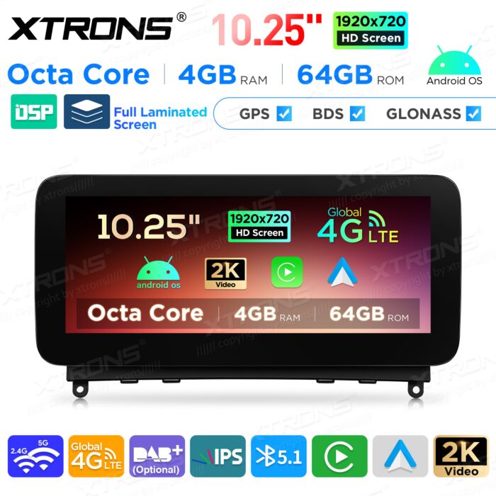 Autoradio Android da 10,25" per Mercedes-Benz Classe C | Apple CarPlay e Android Auto | QAMS1440M12C40