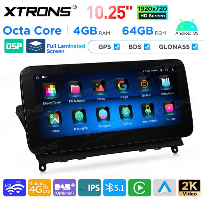 Autoradio Android da 10,25" per Mercedes-Benz Classe C | Apple CarPlay e Android Auto | QAMS1440M12C40