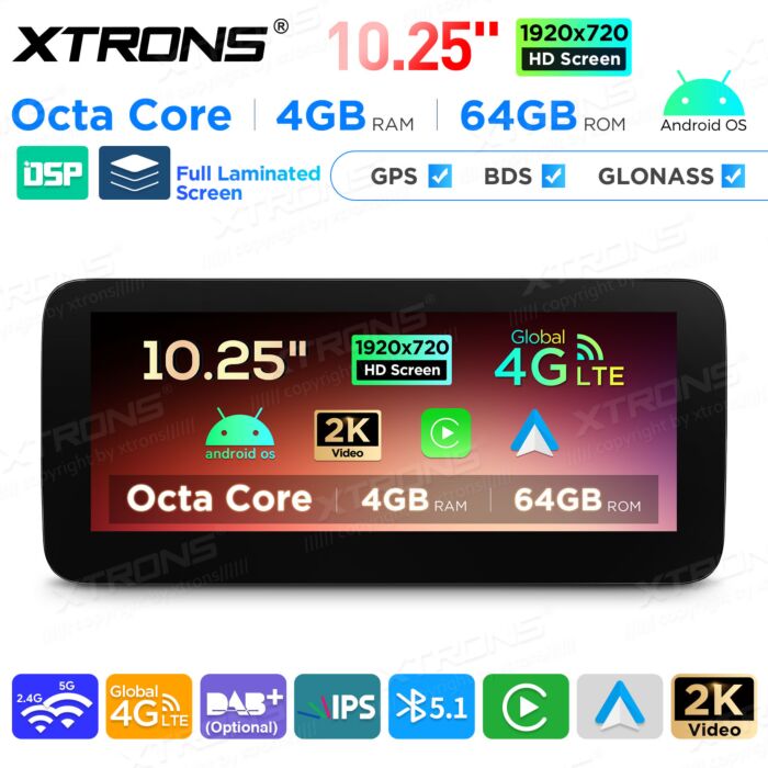 Autoradio Android da 10,25" per Mercedes-Benz Classe E | Apple CarPlay e Android Auto | QAMS1445M12ECL