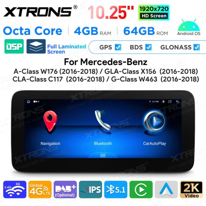 Mercedes-Benz Classe A W176 / Classe GLA X156 / Classe CLA C117 / Classe G W463  10,25" Android OS processore Octa Core 4 + 64 GB  QAMS1450