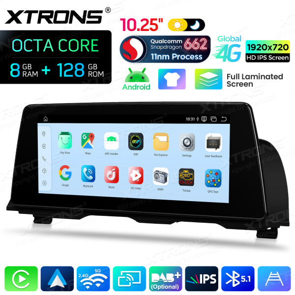 BMW 5 Series F10/ F11 CIC/ NBT 10,25'' Android OS Car Radio 8 Core 8-128 GB with 4G LTE CarPlay Android Auto DSP QBBH14CIB12FV