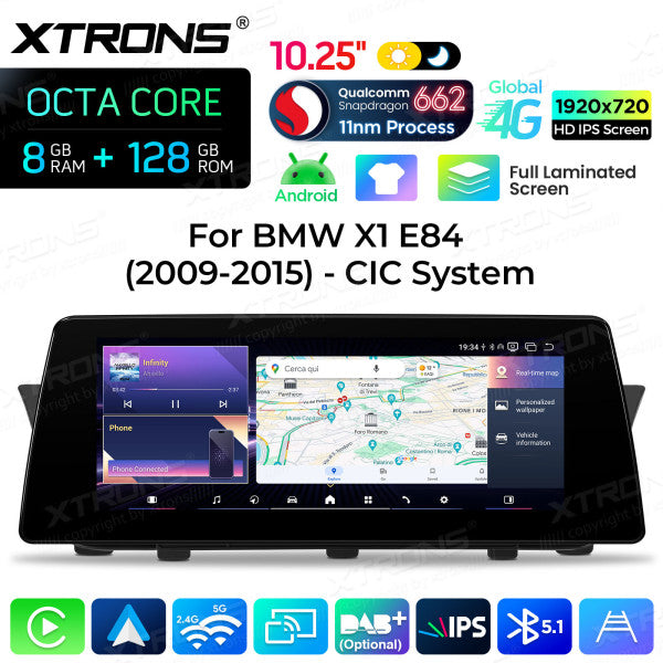 BMW X1 E84 NBT/CIC System 10,25'' Android 14 Octacore 8-128GB HD IPS Multimedia Player 4G CarPlay Android Auto DSP  QBBH14CIB12X1