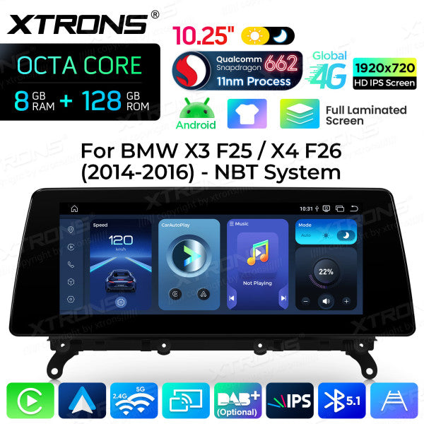 BMW X3 F25 NBT (2011-2016) Android 10,25" Carplay Android auto Wireless / Octa Core / 8 GB di RAM e 128 GB di ROM QBBH14NB12X3