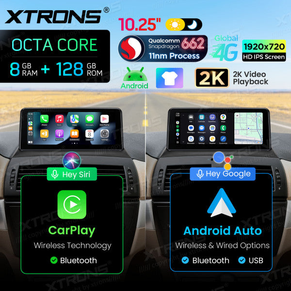 BMW X3 83 2004-2009 (Senza monitor di serie) 10,25" HD IPS 2k 8GB Ram /128 gb Carplay Android auto wireless WIFI BT USB GPS QBBH14X3UNL