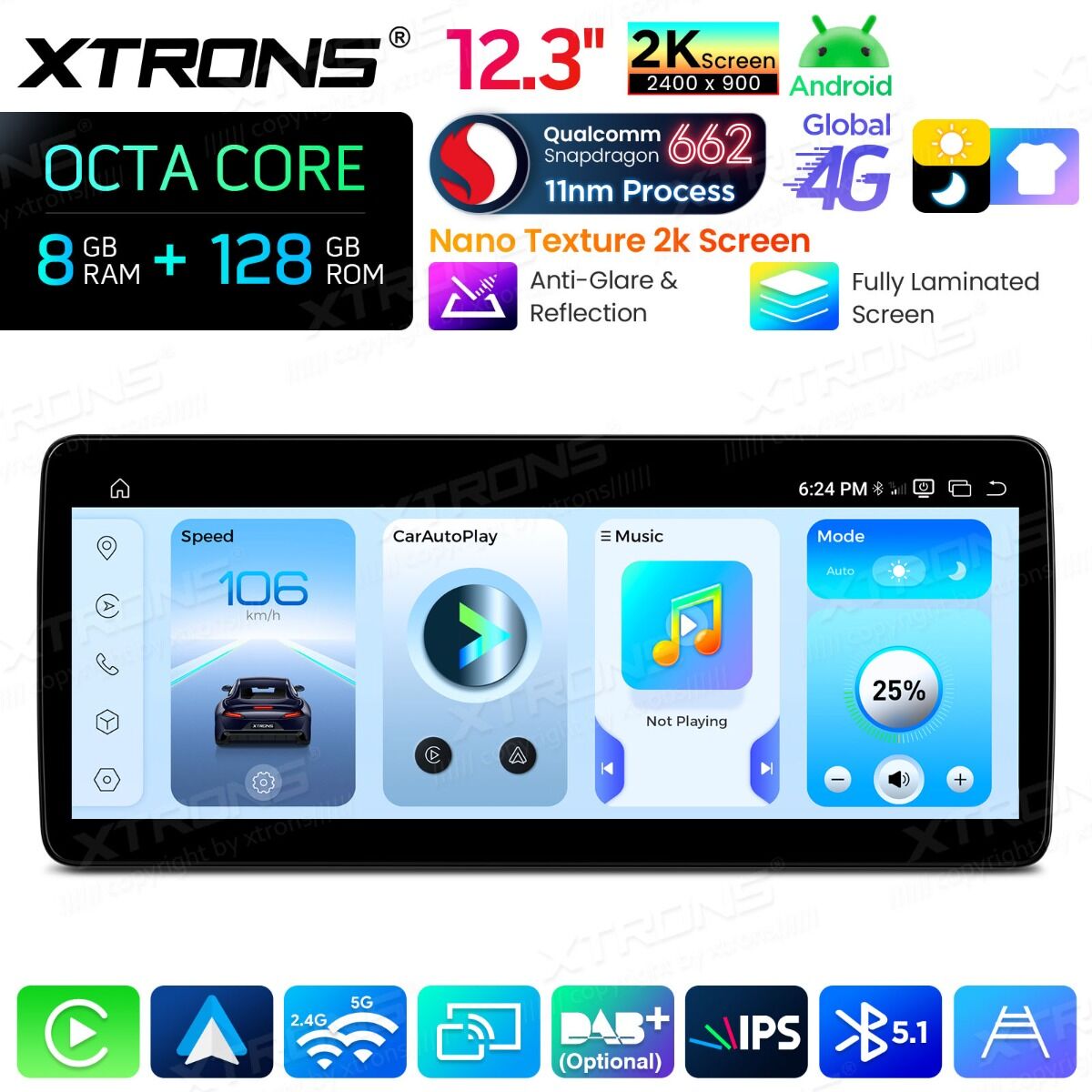 Autoradio Android da 12,3" per Mercedes-Benz Classe B | Apple CarPlay e Android Auto  QBMH2450M12BL