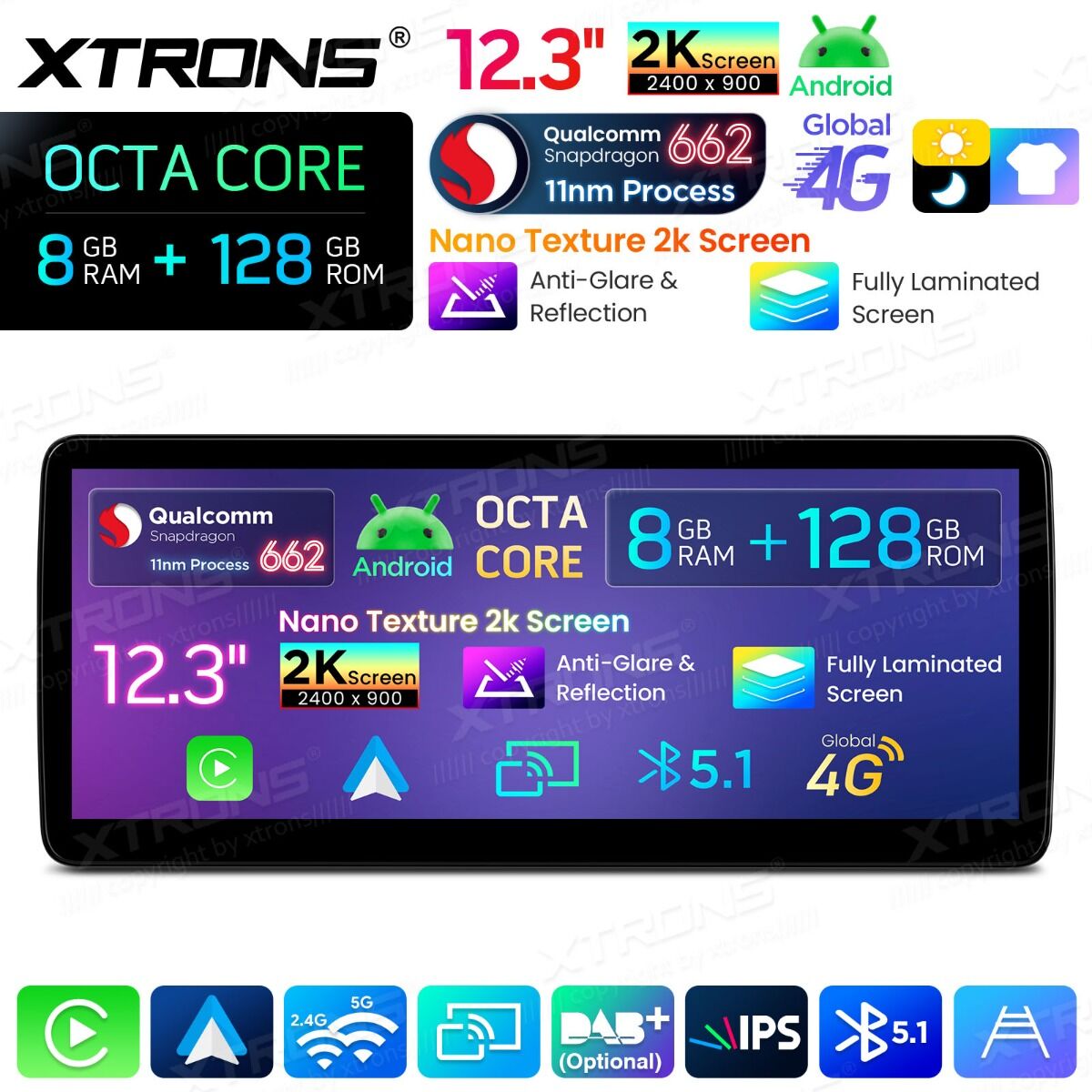 Autoradio Android da 12,3" per Mercedes-Benz Classe B | Apple CarPlay e Android Auto  QBMH2450M12BL