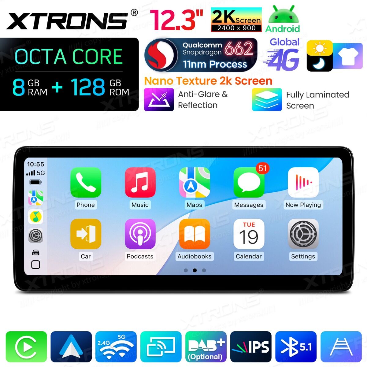 Autoradio Android da 12,3" per Mercedes-Benz Classe B | Apple CarPlay e Android Auto  QBMH2450M12BL