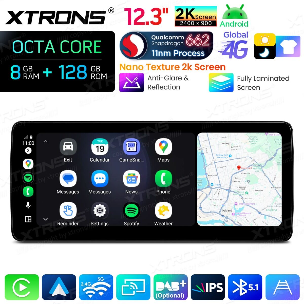 Autoradio Android da 12,3" per Mercedes-Benz Classe B | Apple CarPlay e Android Auto  QBMH2450M12BL