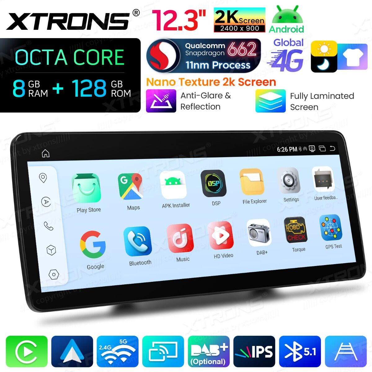Autoradio Android da 12,3" per Mercedes-Benz Classe B | Apple CarPlay e Android Auto  QBMH2450M12BL
