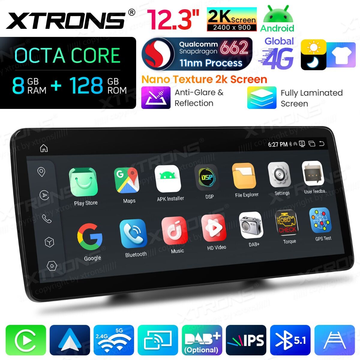 Autoradio Android da 12,3" per Mercedes-Benz Classe B | Apple CarPlay e Android Auto  QBMH2450M12BL