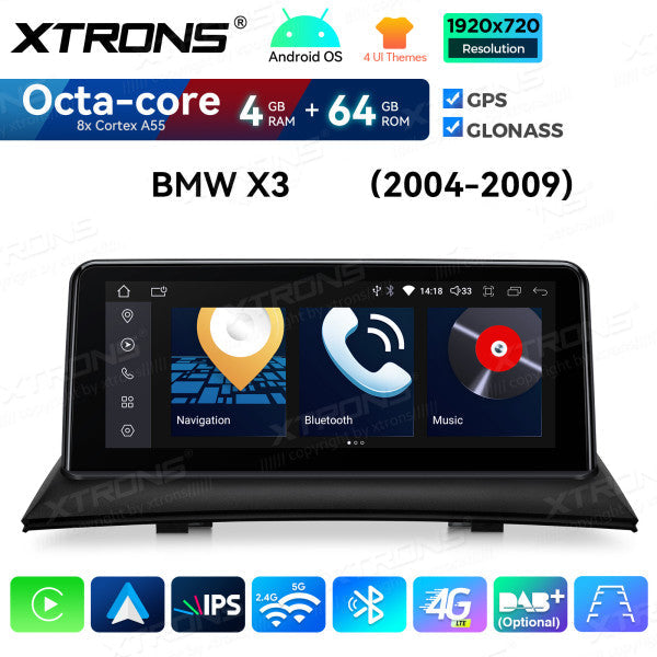 BMW X3 E83  2003 - 2011  CIC / NBT /SENZA MONITOR DI SERIE Android OS 10,25"  Octacore 4/64 GB WIFI GPS BT wireless CarPlay Android Auto 4G  QDB10X3UNL