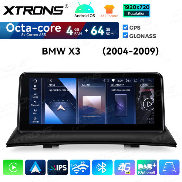 BMW X3 E83  2003 - 2011  CIC / NBT /SENZA MONITOR DI SERIE Android OS 10,25"  Octacore 4/64 GB WIFI GPS BT wireless CarPlay Android Auto 4G  QDB10X3UNL