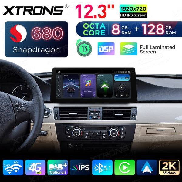 BMW 3 Series E90/91/92/93 M3 CCC/CIC 12.3'' Android 14 Octacore 8GB RAM +128GB  CarPlay Android Auto wireless DSP 4G QGB23CIB12E92