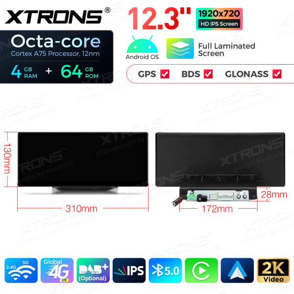 Audi A1 RMC / HN+R / HN+ 2010-2018  Android 13 4G 12,3 " Octa Core 4+64 GB  Carplay Android auto wireless QLA23A1