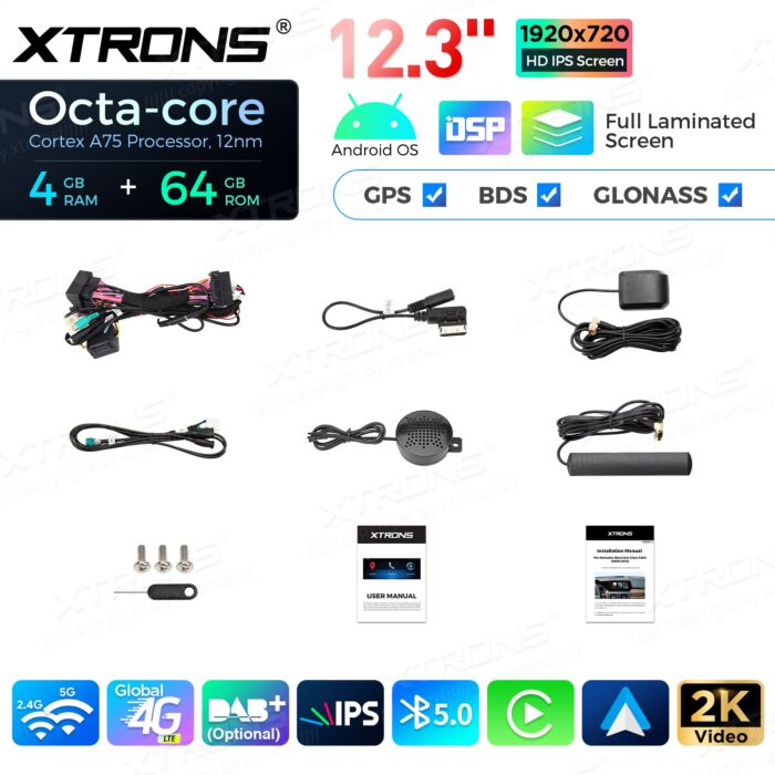 Autoradio Android da 12,3" per Mercedes-Benz Classe GLK | Apple CarPlay e Android Auto QLM2240M12GLK40L