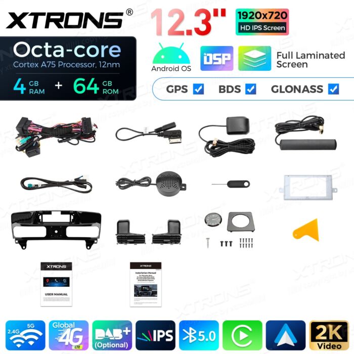Autoradio Android da 12,3" per Mercedes-Benz | Apple CarPlay e Android Auto | QLM2245M12ML45