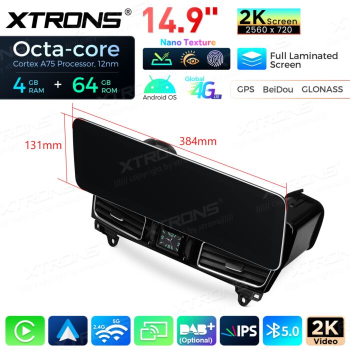 Autoradio Android da 14,9" con schermo Nano Texture 2K per Mercedes-Benz Classe M/Classe GL | Apple CarPlay e Android Auto | QLM4245MLS