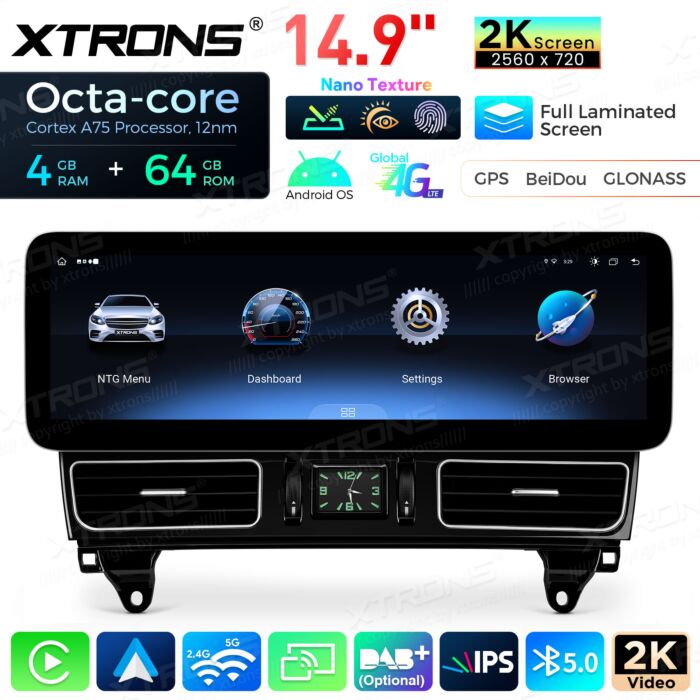 Autoradio Android da 14,9" con schermo Nano Texture 2K per Mercedes-Benz Classe M/Classe GL | Apple CarPlay e Android Auto | QLM4245MLS