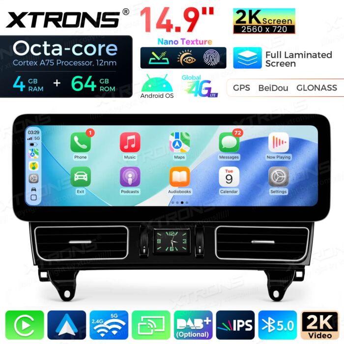 Autoradio Android da 14,9" con schermo Nano Texture 2K per Mercedes-Benz Classe M/Classe GL | Apple CarPlay e Android Auto | QLM4245MLS