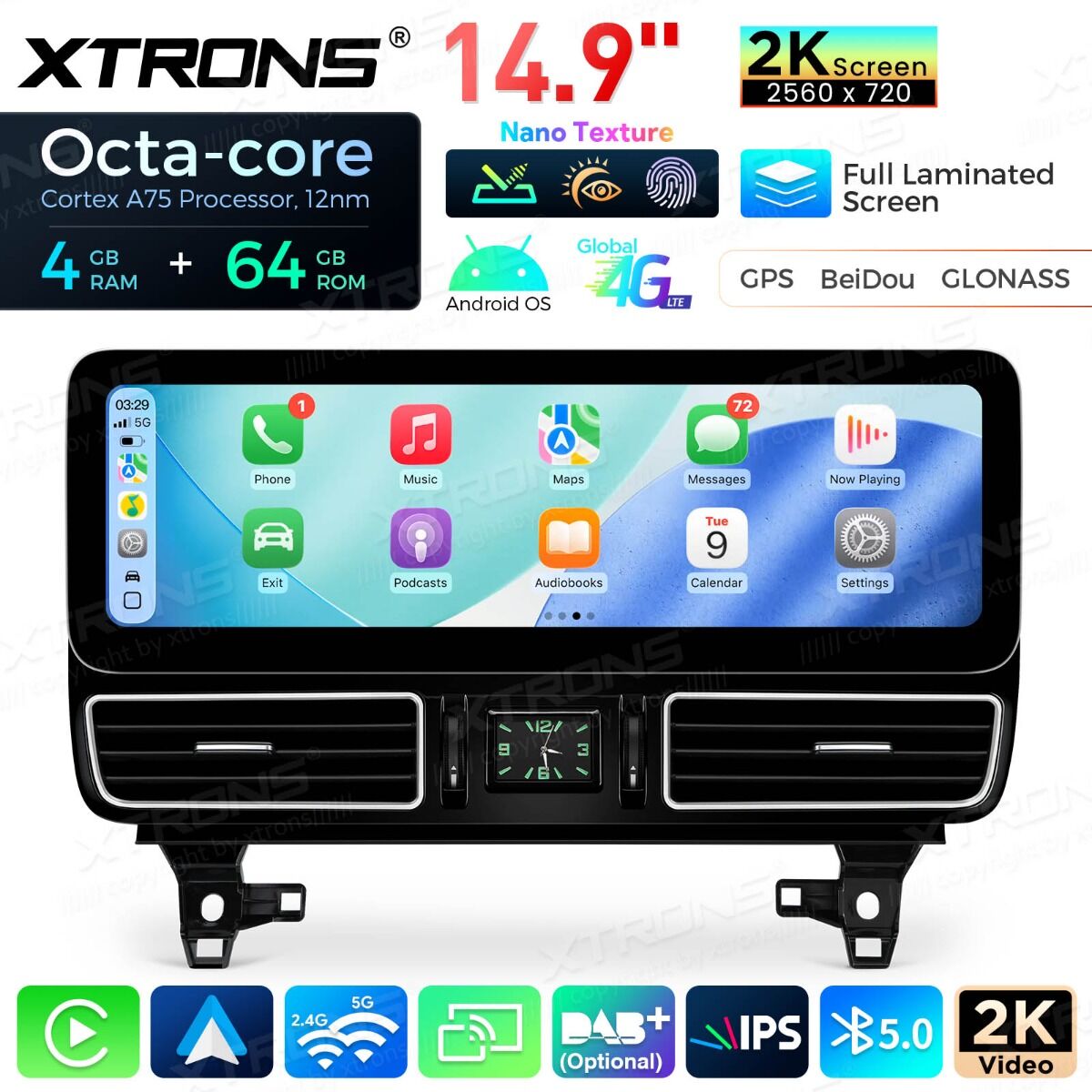 Mercedes-Benz Classe GLE W166/GLS - Classe X166 NTG 5.0/5.1/5.2  Android OS  14,9" Octa Core 4+64GB con schermo 2K  Carplay Android auto wireless Gps Wifi BT  4G QLM4450GLE