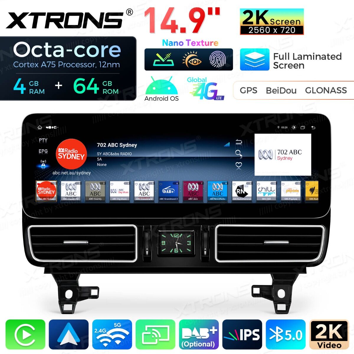 Mercedes-Benz Classe GLE W166/GLS - Classe X166 NTG 5.0/5.1/5.2  Android OS  14,9" Octa Core 4+64GB con schermo 2K  Carplay Android auto wireless Gps Wifi BT  4G QLM4450GLE