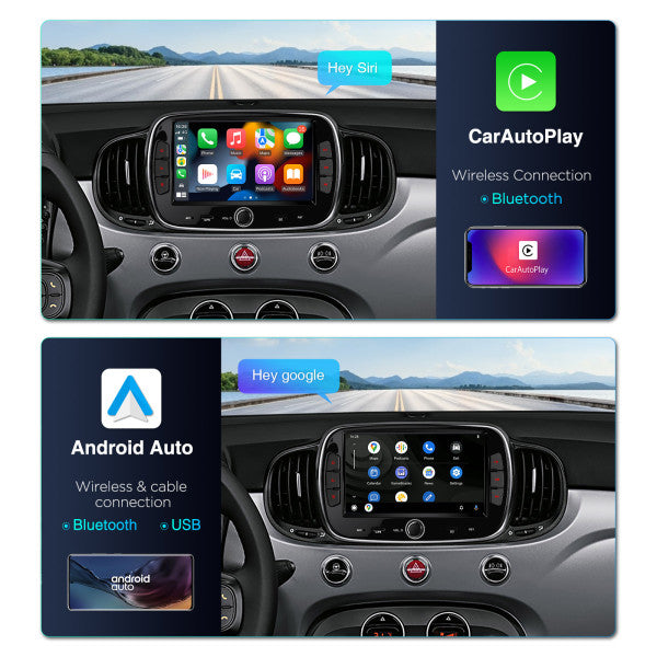 Fiat 500 (2016-2020) 7'' Android 13  Octa Core 4+64 Car Radio For  Car Stereo Multimedia Player Built-in DSP Carplay android auto 4G IA72500FLS