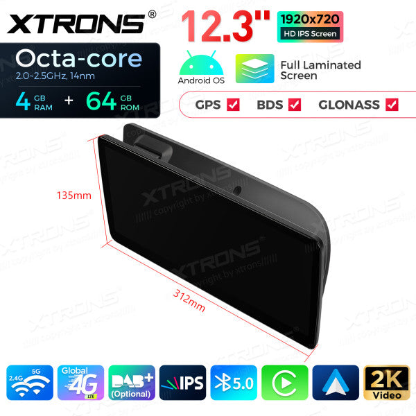 Audi A4 / A5 (2008-2016) 12,3" 4/64 gb octacore Carplay Android auto wireless wifi bt gps QLA22UCA12A4L