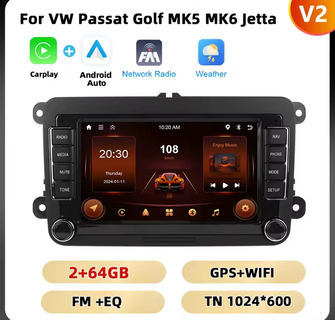 Volkswagen Seat Skoda   2din 7"Android Car Stereo Radio rds Carplay Android Multimedia Player WIFI FM GPS AUTMPDFVW7