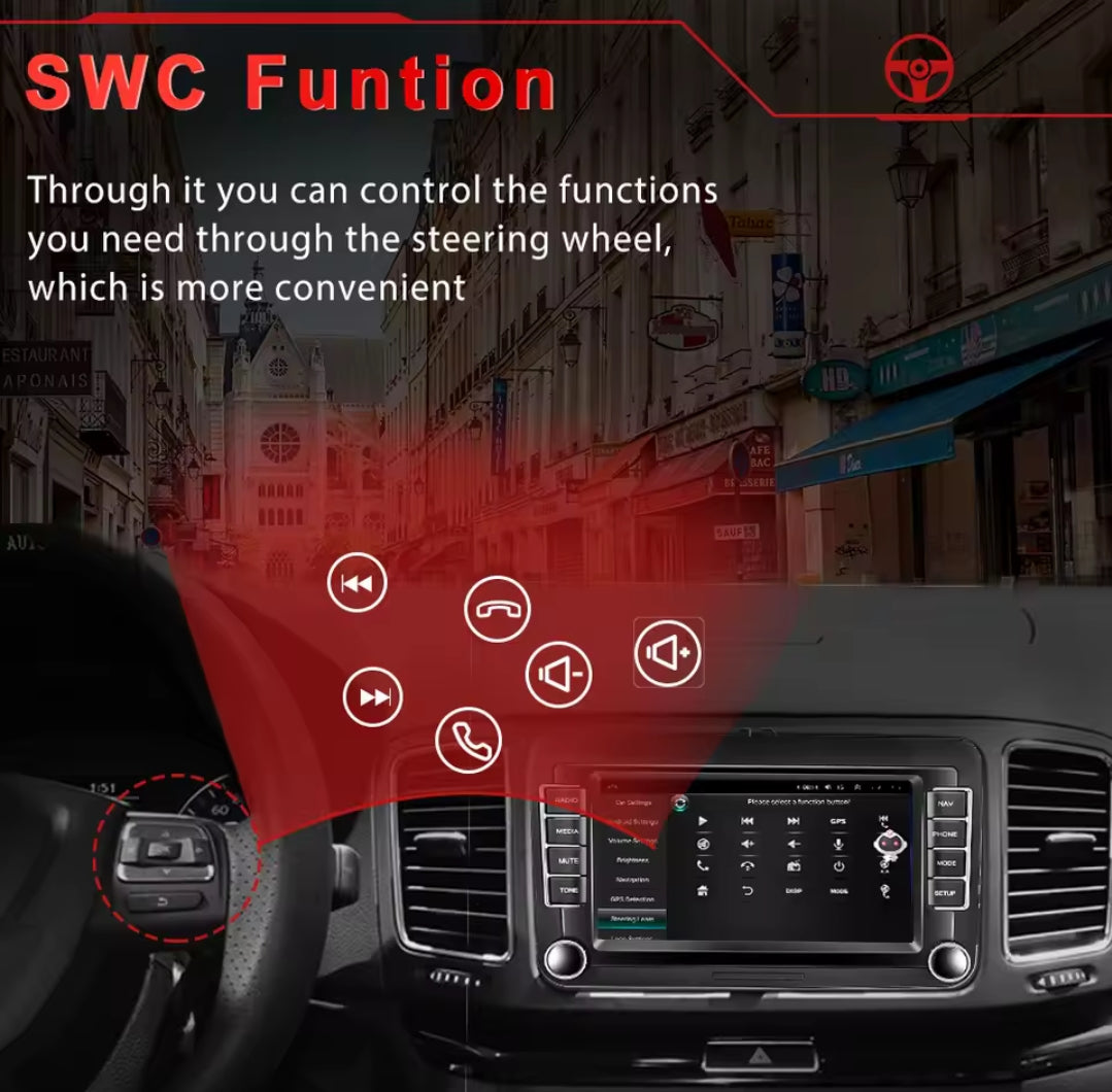 Volkswagen Seat Skoda   2din 7"Android Car Stereo Radio rds Carplay Android Multimedia Player WIFI FM GPS AUTMPDFVW7
